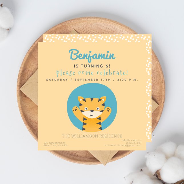 Cute Tiger - Fun Kids Birthday Party Invitation (Creator Uploaded)
