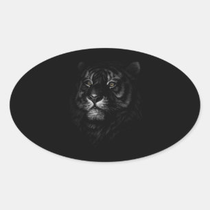 Cute Tiger Head Art Gift Lovers Tigers Big Cats Oval Sticker