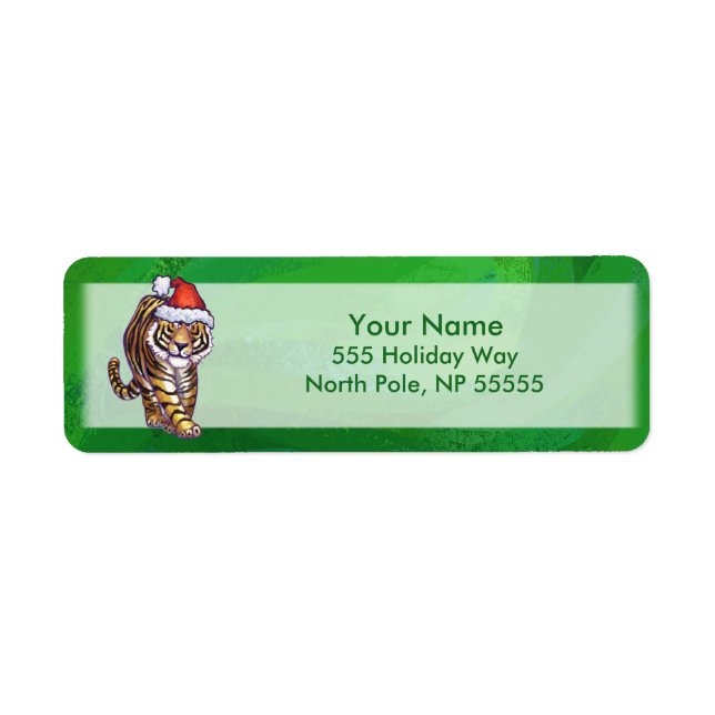 Cute Tiger in Santa Hat On Green (Front)