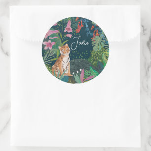 Cute Tiger Jungle Baby Shower Classic Round Sticker