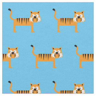 Cute Tiger Kid Baby Nursery Light Blue Cat Fabric