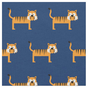 Cute Tiger Kid Baby Nursery Navy Blue Cat Fabric