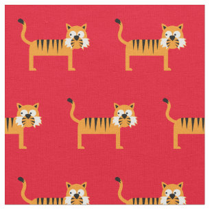 Cute Tiger Kid Baby Nursery Red Cat Fabric