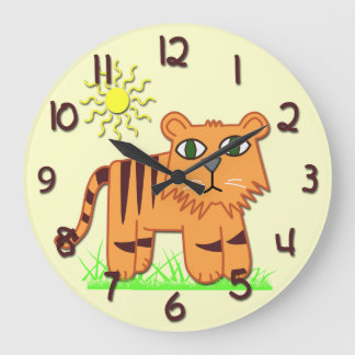 Cute Tiger Kid's Round Wall Clock