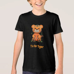 Cute Tiger Kids T-Shirt   T is for Tiger Alphabet  Tri-Blend Shirt