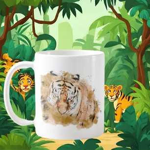 cute tiger lovers add monogram coffee mug
