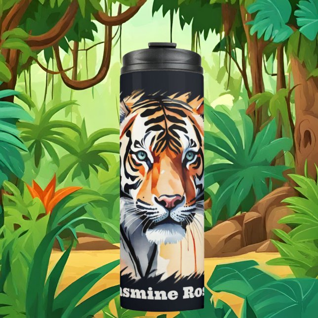 Cute tiger lovers add name  thermal tumbler (Creator Uploaded)