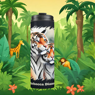 Cute tiger lovers add name  thermal tumbler