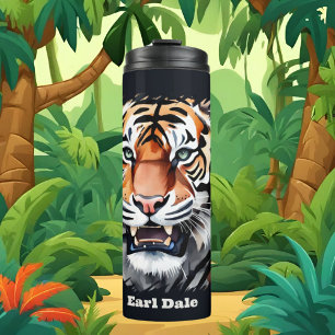 Cute tiger lovers add name  thermal tumbler