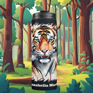 Cute tiger lovers add name  thermal tumbler