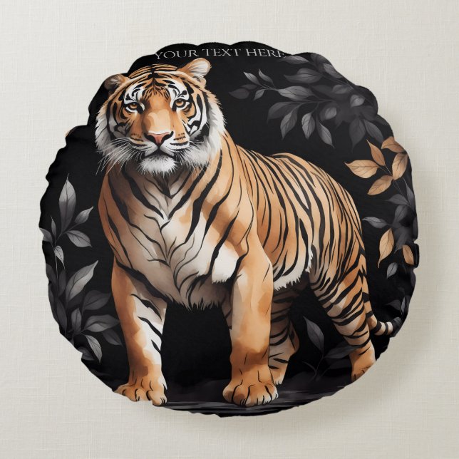 Cute Tiger Personalize Gift With Your Own Design Round Cushion (Front)