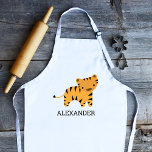 Cute Tiger Personalized Kids Apron<br><div class="desc">This kids' apron for animal lovers features a cute tiger illustration. Personalize it with your child's name in black letters. Makes a great apron for boys or girls!</div>