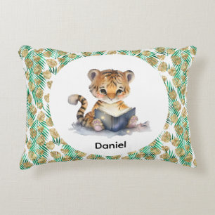 Cute Tiger Reading a Book Decorative Cushion