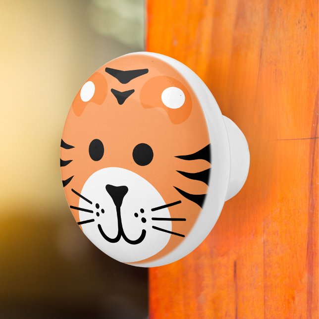 Cute Tiger Wild One Jungle Safari Animal Cartoon Ceramic Knob (Creator Uploaded)