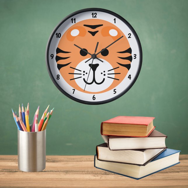 Cute Tiger Wild One Jungle Safari Animal Cartoon Clock (Creator Uploaded)