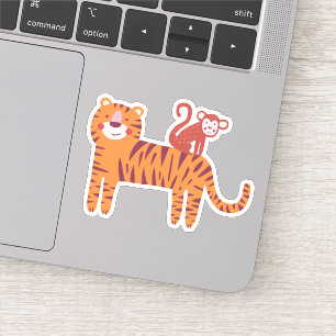 Cute Tiger with Monkey on the back laptop