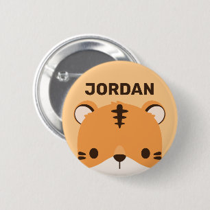 Cute Tiger with Personalised Name 6 Cm Round Badge