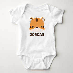 Cute Tiger with Personalised Name Baby Bodysuit