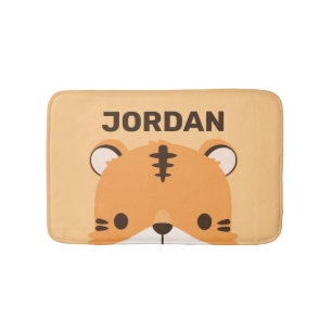 Cute Tiger with Personalised Name Bath Mat