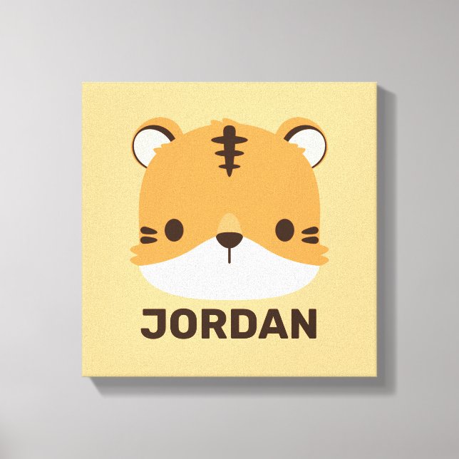 Cute Tiger with Personalised Name Canvas Print (Front)