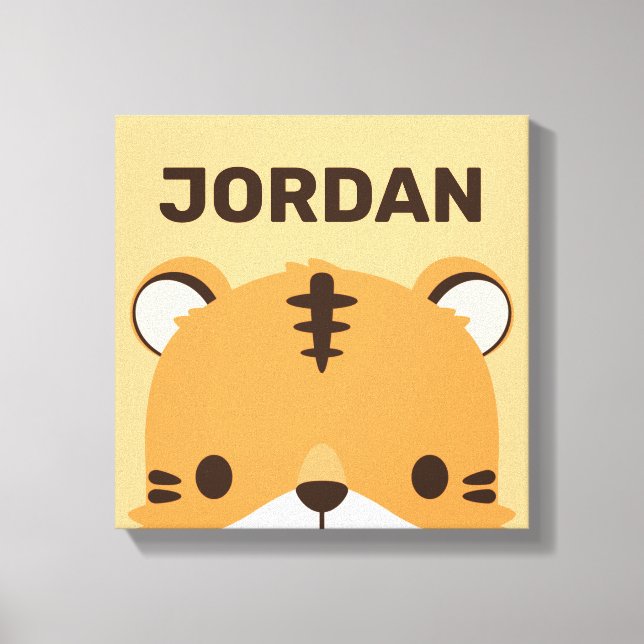 Cute Tiger with Personalised Name Canvas Print (Front)