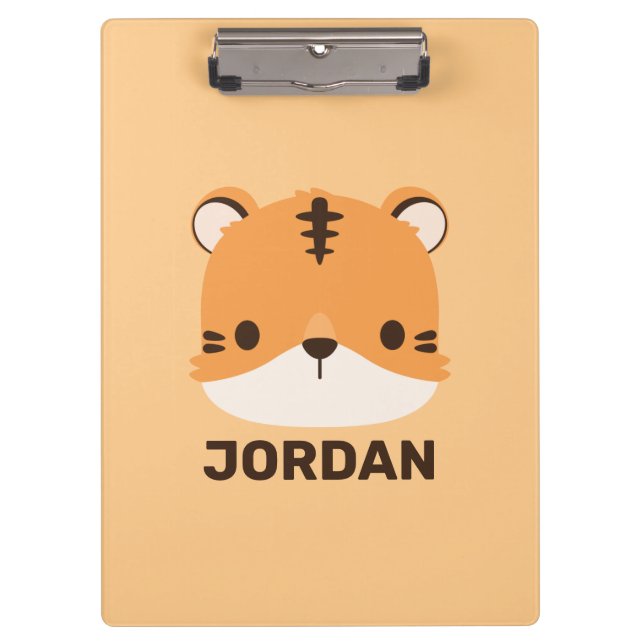 Cute Tiger with Personalised Name Clipboard (Front)