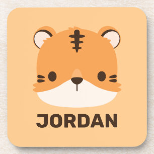 Cute Tiger with Personalised Name Coaster