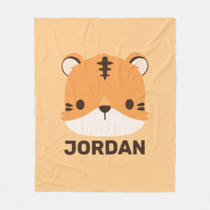 Cute Tiger with Personalised Name Fleece Blanket
