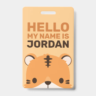 Cute Tiger with Personalised Name ID Badge