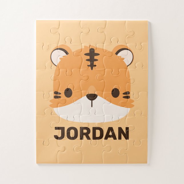 Cute Tiger with Personalised Name  Jigsaw Puzzle (Vertical)