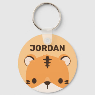 Cute Tiger with Personalised Name Key Ring
