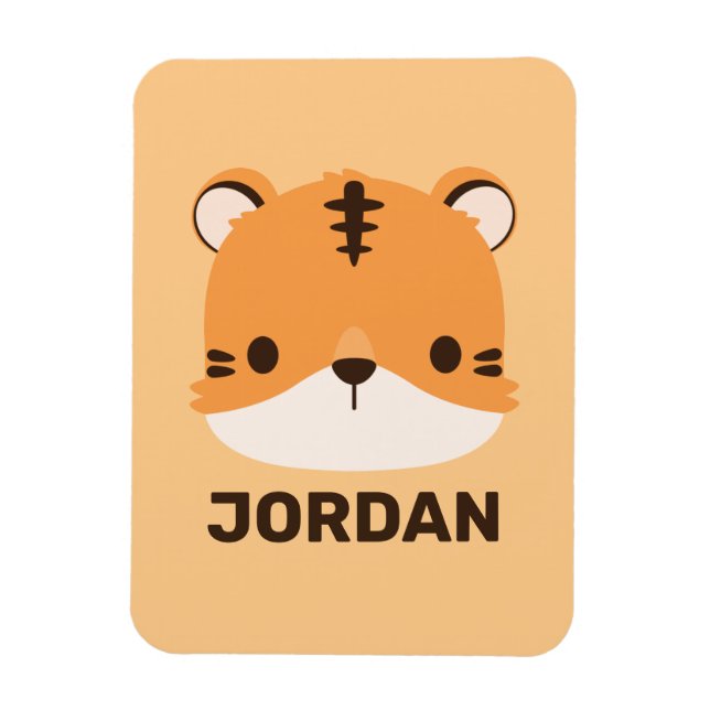 Cute Tiger with Personalised Name Magnet (Vertical)