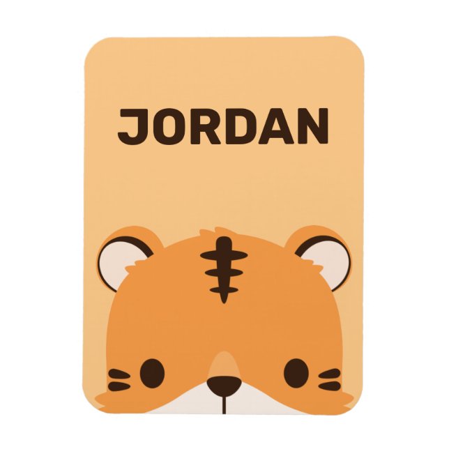 Cute Tiger with Personalised Name Magnet (Vertical)