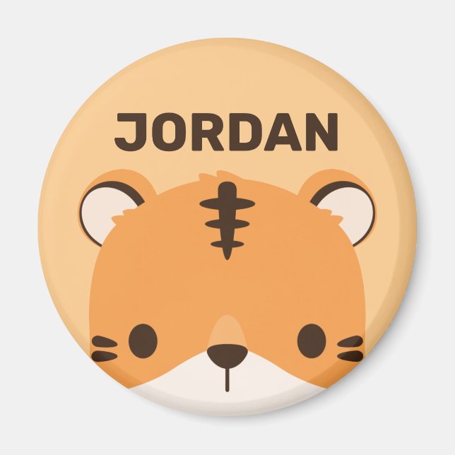 Cute Tiger with Personalised Name Magnet (Front)