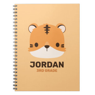 Cute Tiger with Personalised Name Notebook