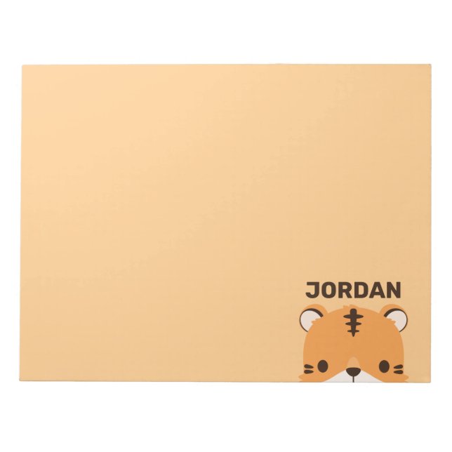Cute Tiger with Personalised Name Notepad (Front)