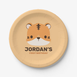 Cute Tiger with Personalised Name Paper Plate