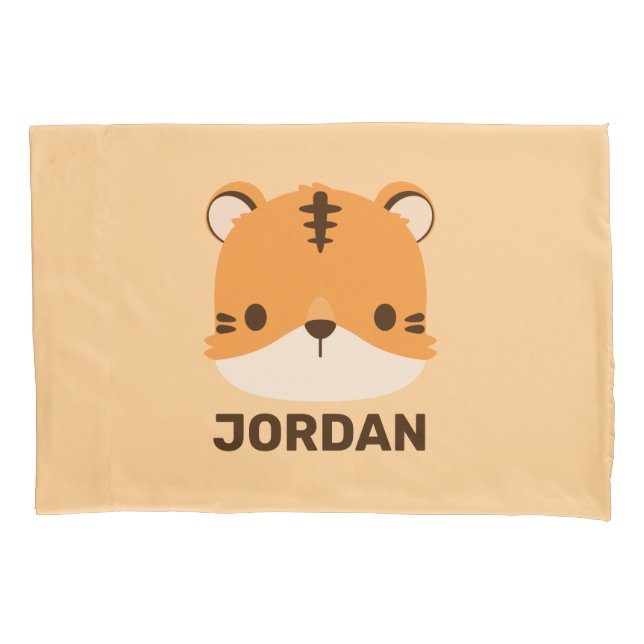 Cute Tiger with Personalised Name Pillowcase (Front)