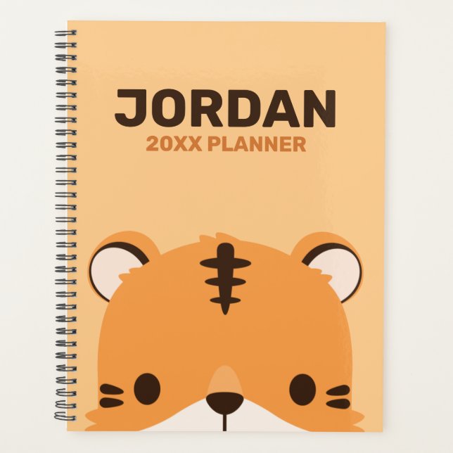 Cute Tiger with Personalised Name Planner (Front)