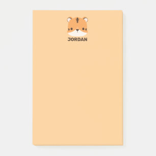 Cute Tiger with Personalised Name Post-it Notes