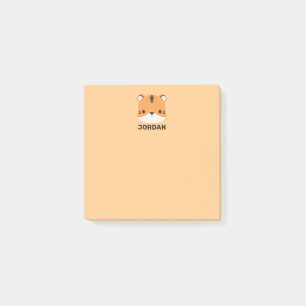 Cute Tiger with Personalised Name Post-it Notes