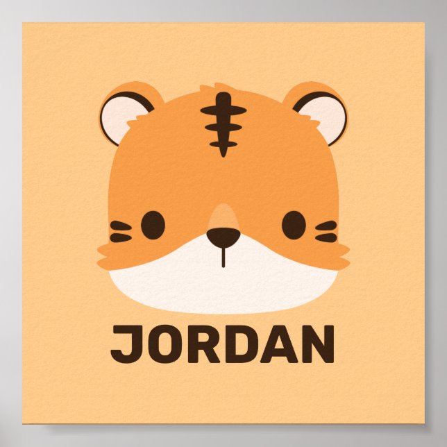 Cute Tiger with Personalised Name  Poster (Front)