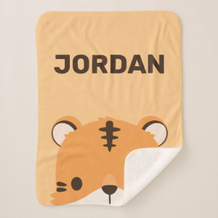 Cute Tiger with Personalised Name Sherpa Blanket