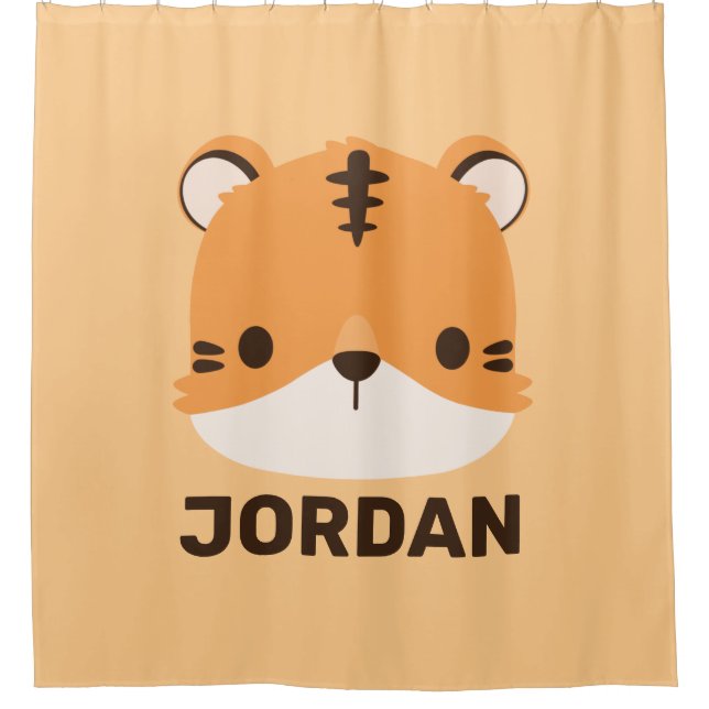 Cute Tiger with Personalised Name Shower Curtain (Front)
