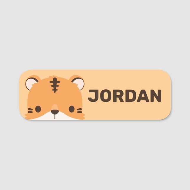 Cute Tiger with Personalised Name Tag (Front)