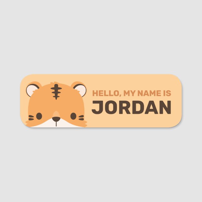 Cute Tiger with Personalised Name Tag (Front)