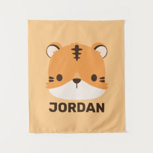 Cute Tiger with Personalised Name Tapestry