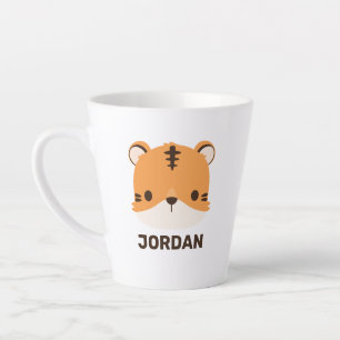 Cute Tiger with Personalized Name Latte Mug
