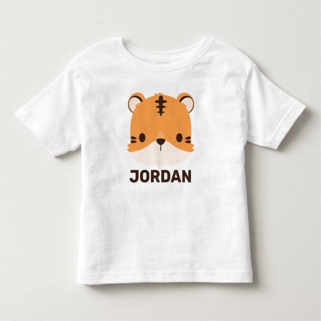 Cute Tiger with Personalized Name Toddler T-Shirt (Front)