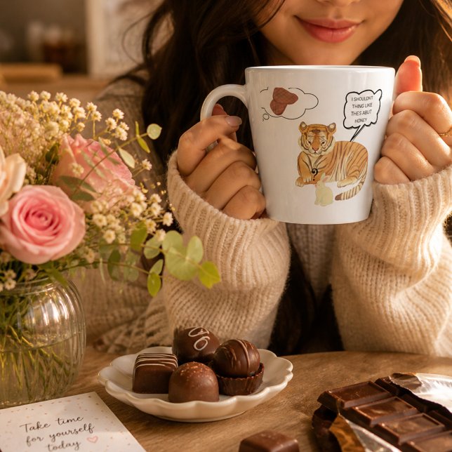 Cute tiger withe rabbit friendship \watercolor  latte mug (Creator Uploaded)